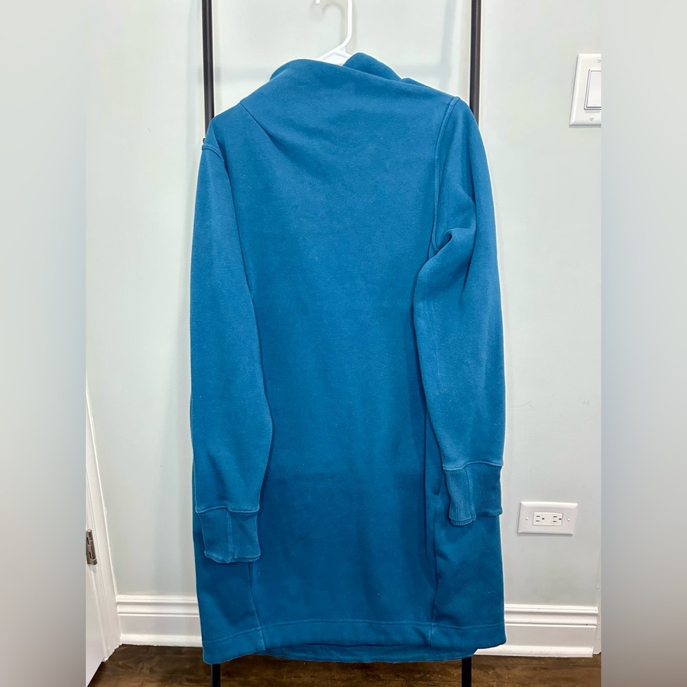 Athleta Cozy Karma Mock Neck Dress Teal Blue Long Sleeve Sweatshirt